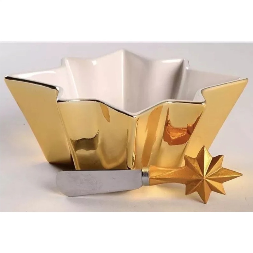 New ST. NICHOLAS Square Gold Star Dip Bowl Set